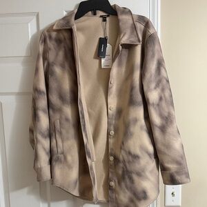 Express oversized Beige and Brown Utility Jacket